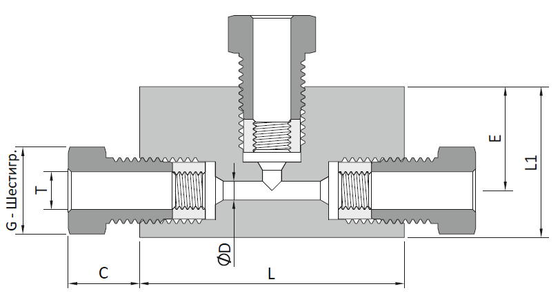 Проходной тройник HFN20T