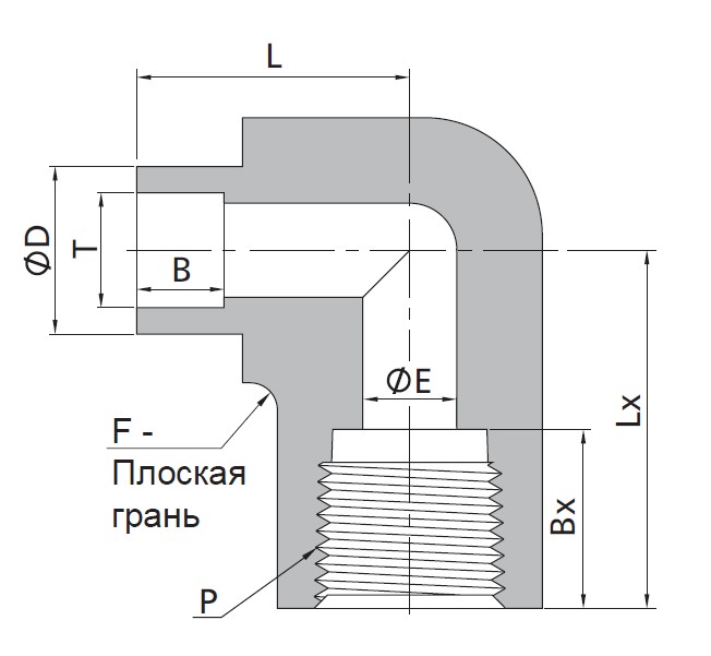 TFNLFSW - УГОЛЬНИК С ВНУТРЕННЕЙ РЕЗЬБОЙ (ПОД ПРИВАРКУ ВРАСТРУБ) TFNLFSW4T-4N-S
