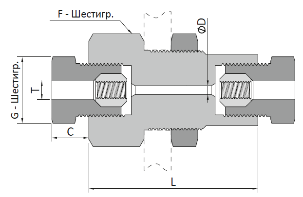 Муфта с монтажной гайкой HFN60UB